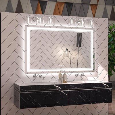 Chrisna LED Bathroom Mirror with Frontlit and Backlit, 3 Colours Temperature & Dimmable Light Anti-Fog Tempered Glass Bathroom Vanity Mirror