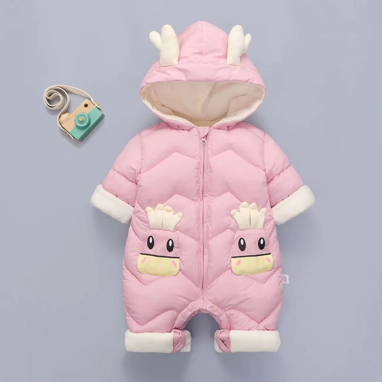 2025 Baby Winter Snowsuit plus Velvet Thick Baby Boys Jumpsuit 0-2 Years Newborn Romper Baby Girls Overalls Toddler Coat