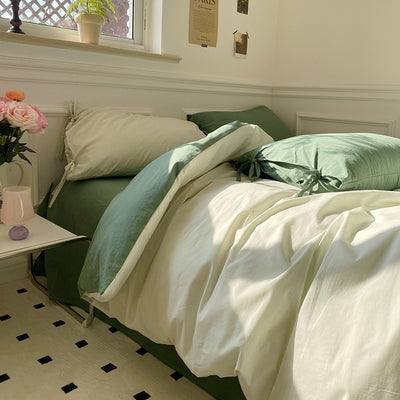 All Cotton Washed Cotton Four-Piece Set Soft Comfortable Bow Bedding