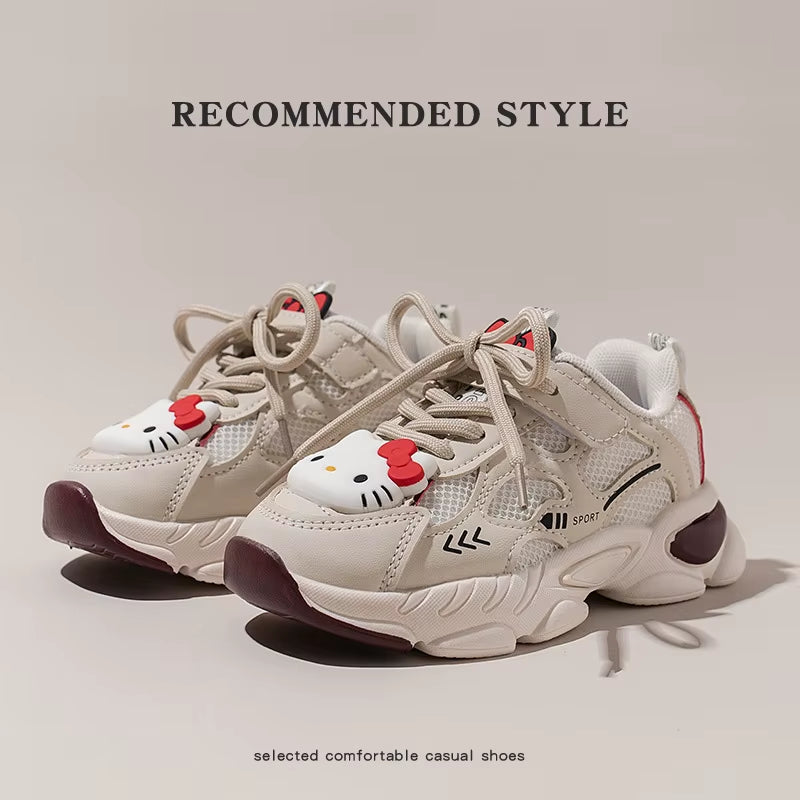 Hello Kitty Sport Shoes Kids Casual Sneakers Sanrio Anime Tennis Shoes Girls Basket Shoes Fashion Breathable Running Shoes