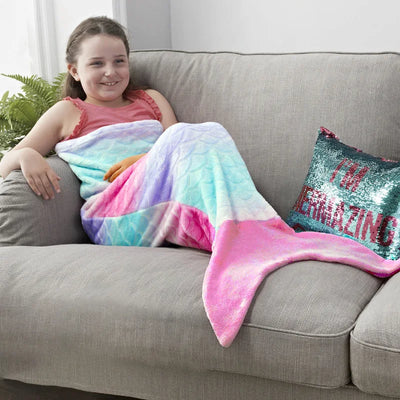 Shark Mermaid Tail Blanket for Children and Kids, Sleeping Sack, Sofa Bed Throw, Adult Bed Blanket