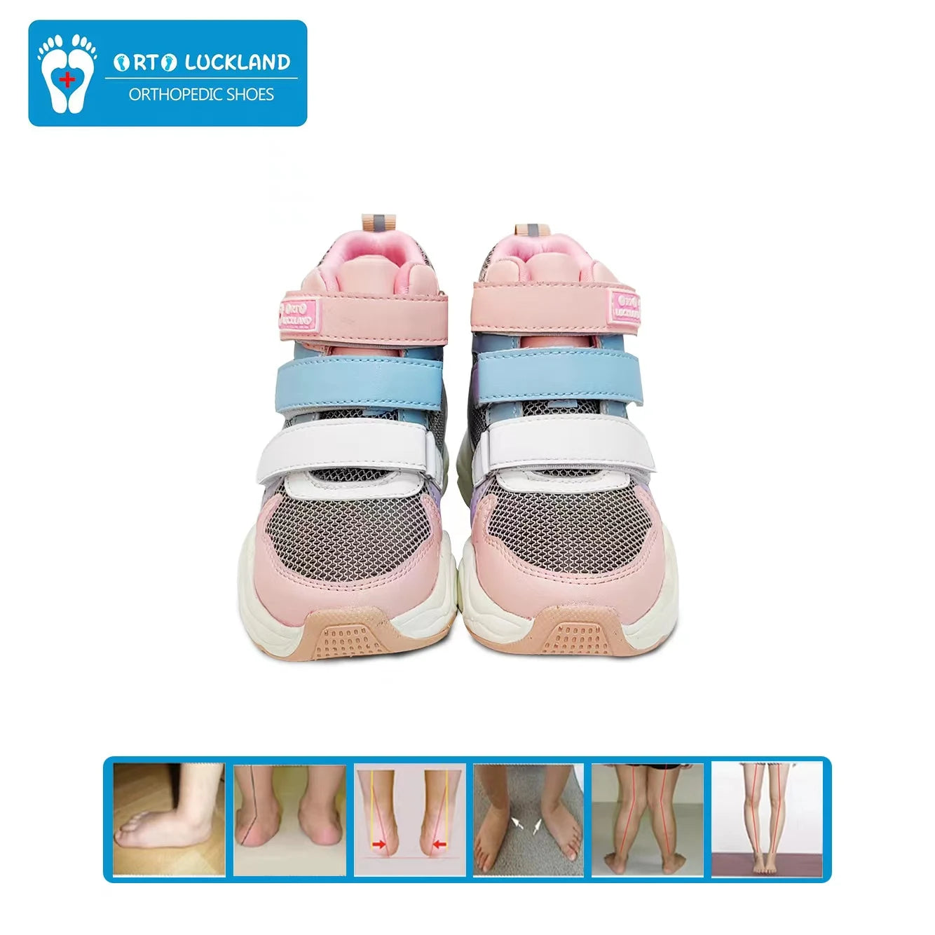 Girl Children Sneakers Orthopedic Shoes for Kid Leather Toddlers Ankle Support Flatfeet Orthotics Footwear 2-7 Year