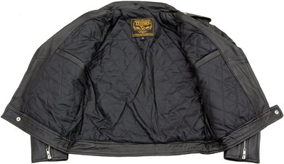 LKK1920 Boy'S Black Classic Leather Biker Jacket with Patch Pocket Style - Large