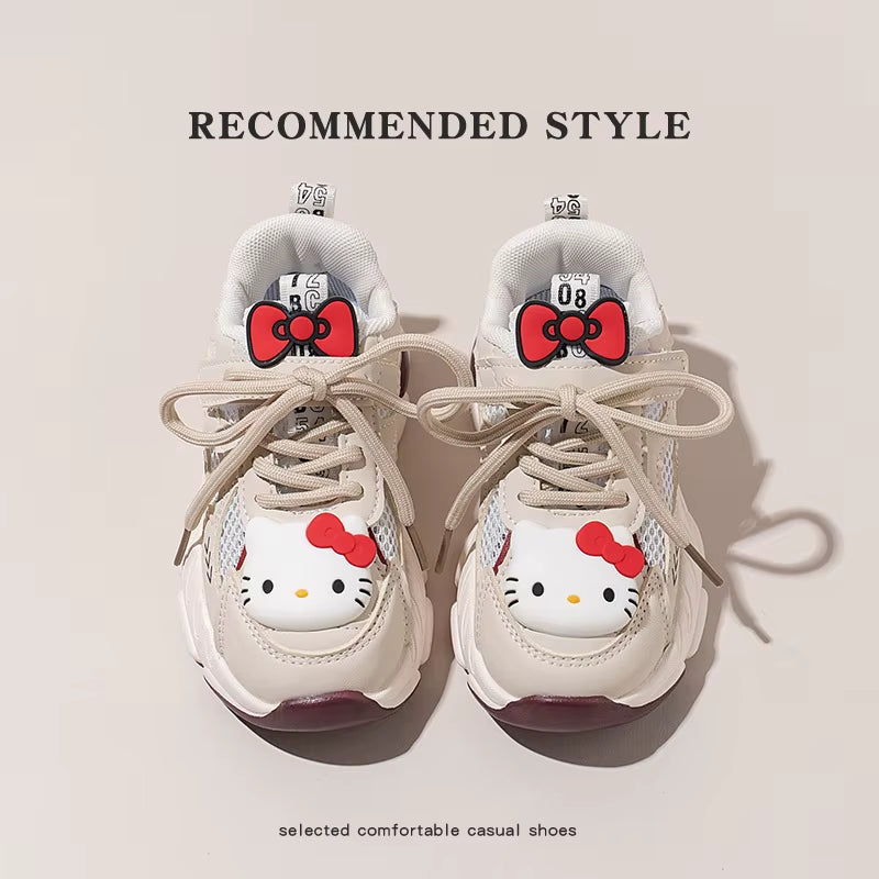 Hello Kitty Sport Shoes Kids Casual Sneakers Sanrio Anime Tennis Shoes Girls Basket Shoes Fashion Breathable Running Shoes
