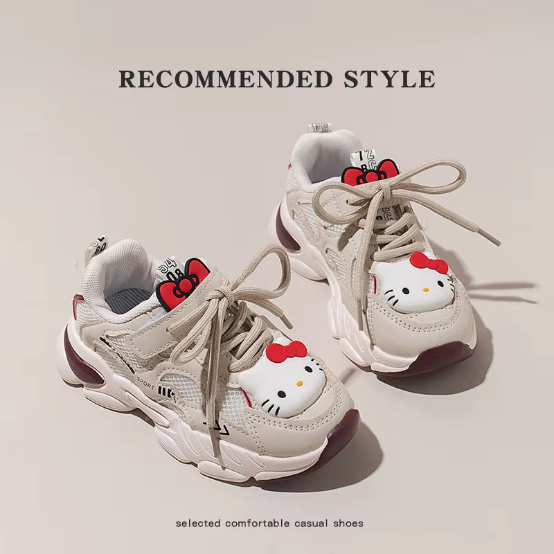 Hello Kitty Sport Shoes Kids Casual Sneakers Sanrio Anime Tennis Shoes Girls Basket Shoes Fashion Breathable Running Shoes