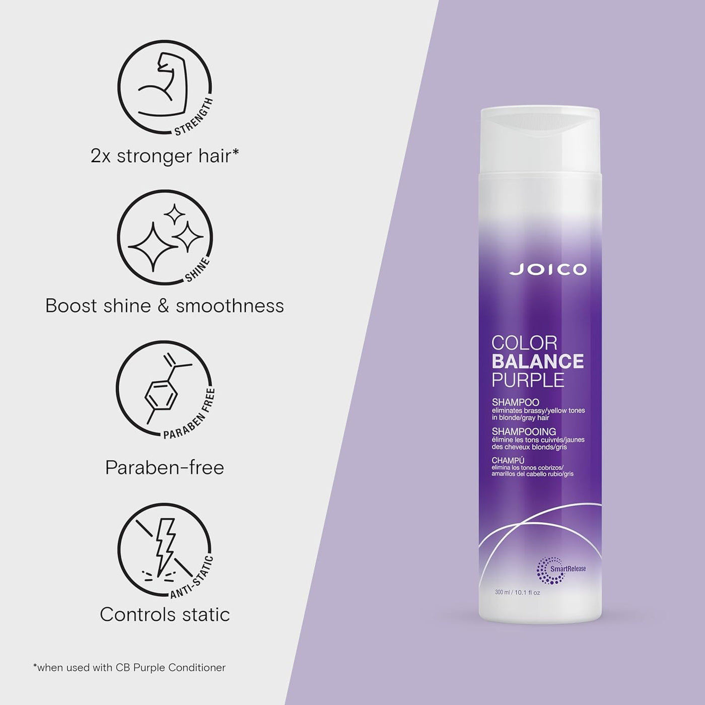Joico Color Balance Purple Shampoo and Conditioner for Blonde Hair, Protection for Colour Treated Hair, Moisturizes & Shields Damaged Hair, with Keratin and Green Tea Extract
