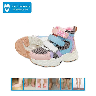 Girl Children Sneakers Orthopedic Shoes for Kid Leather Toddlers Ankle Support Flatfeet Orthotics Footwear 2-7 Year