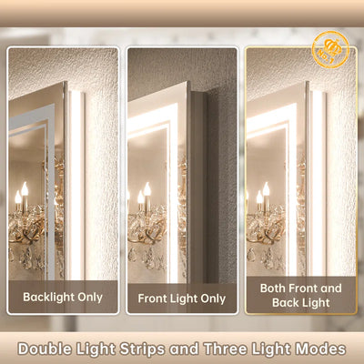 Chrisna LED Bathroom Mirror with Frontlit and Backlit, 3 Colours Temperature & Dimmable Light Anti-Fog Tempered Glass Bathroom Vanity Mirror