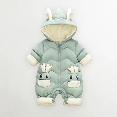 2025 Baby Winter Snowsuit plus Velvet Thick Baby Boys Jumpsuit 0-2 Years Newborn Romper Baby Girls Overalls Toddler Coat
