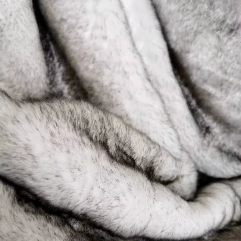 Double Layers Faux Fur Blankets for Beds Soft Warm Mink Throw Acrylic Long Pile Home Decor Imitated Fox Fur Throw Blankets