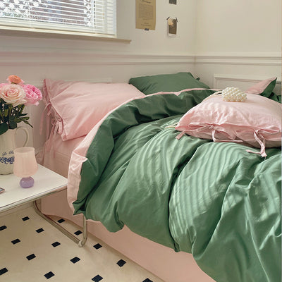 All Cotton Washed Cotton Four-Piece Set Soft Comfortable Bow Bedding