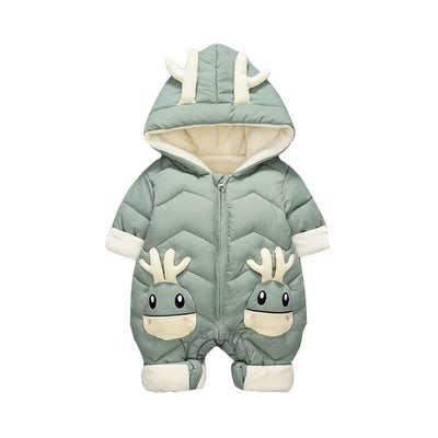 2025 Baby Winter Snowsuit plus Velvet Thick Baby Boys Jumpsuit 0-2 Years Newborn Romper Baby Girls Overalls Toddler Coat