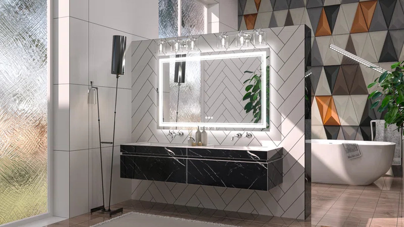 Chrisna LED Bathroom Mirror with Frontlit and Backlit, 3 Colours Temperature & Dimmable Light Anti-Fog Tempered Glass Bathroom Vanity Mirror