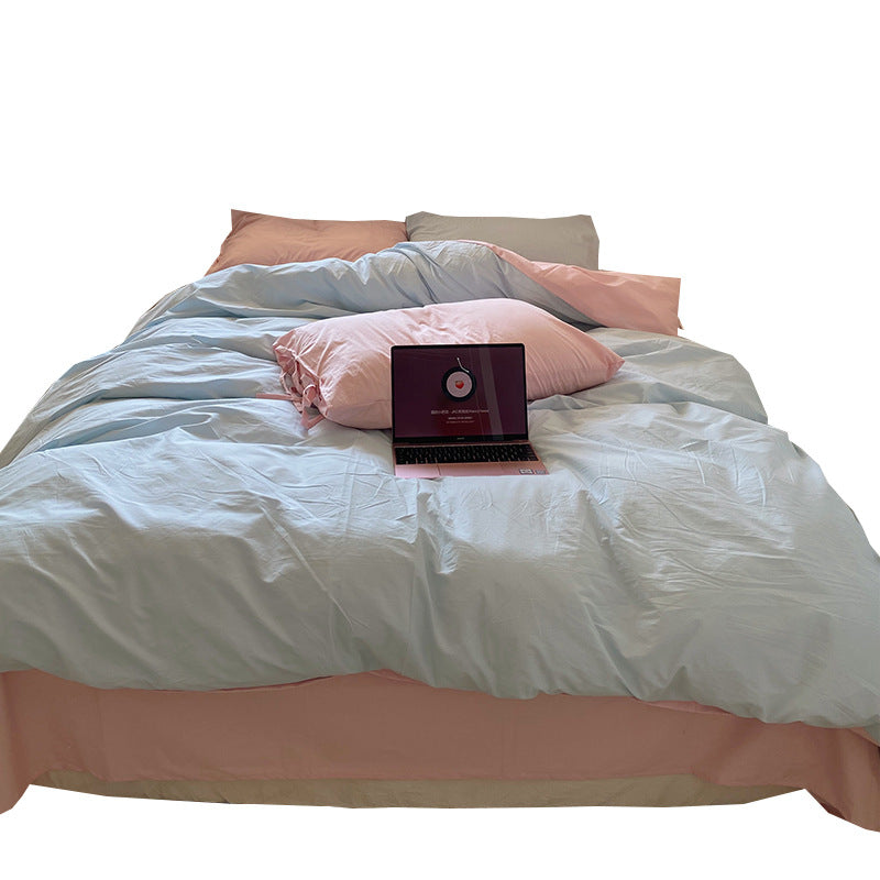 All Cotton Washed Cotton Four-Piece Set Soft Comfortable Bow Bedding