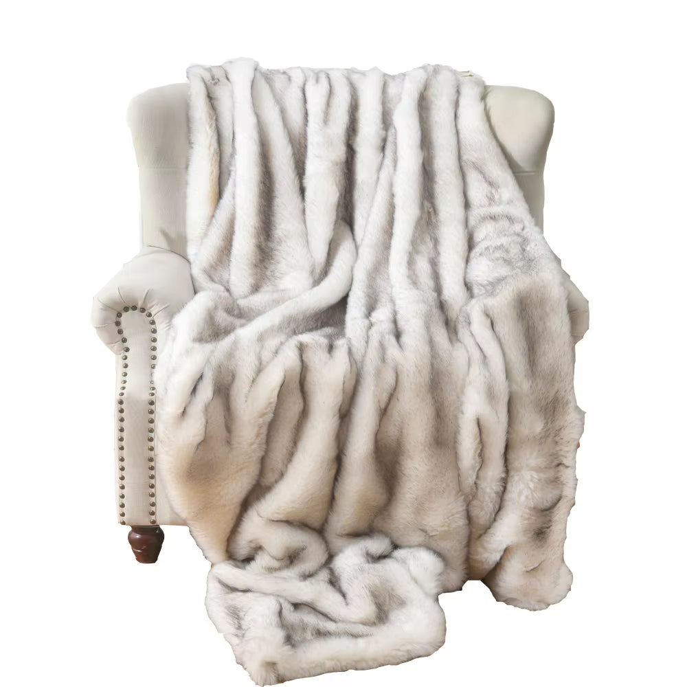 Double Layers Faux Fur Blankets for Beds Soft Warm Mink Throw Acrylic Long Pile Home Decor Imitated Fox Fur Throw Blankets