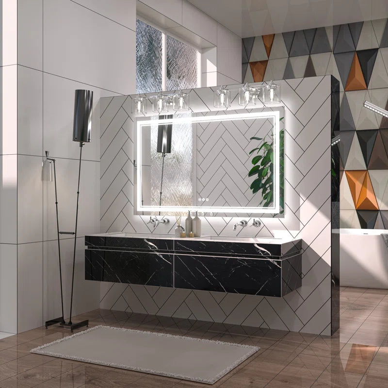 Chrisna LED Bathroom Mirror with Frontlit and Backlit, 3 Colours Temperature & Dimmable Light Anti-Fog Tempered Glass Bathroom Vanity Mirror