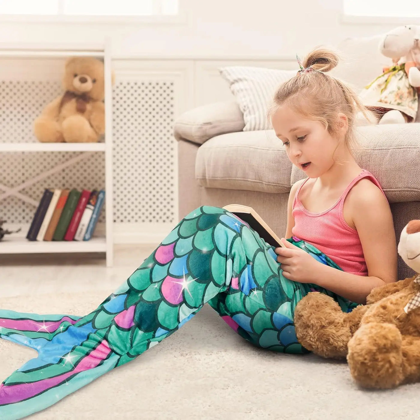 Shark Mermaid Tail Blanket for Children and Kids, Sleeping Sack, Sofa Bed Throw, Adult Bed Blanket