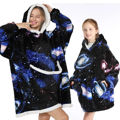 Oversized Hoodie Blanket for Adults and Children, Wearable TV Blankets, Warm Fleece Blanket, Hoody Blanket Koc Mantas Gown