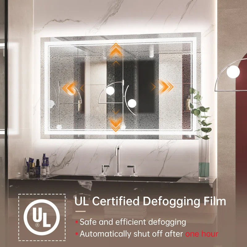 Chrisna LED Bathroom Mirror with Frontlit and Backlit, 3 Colours Temperature & Dimmable Light Anti-Fog Tempered Glass Bathroom Vanity Mirror