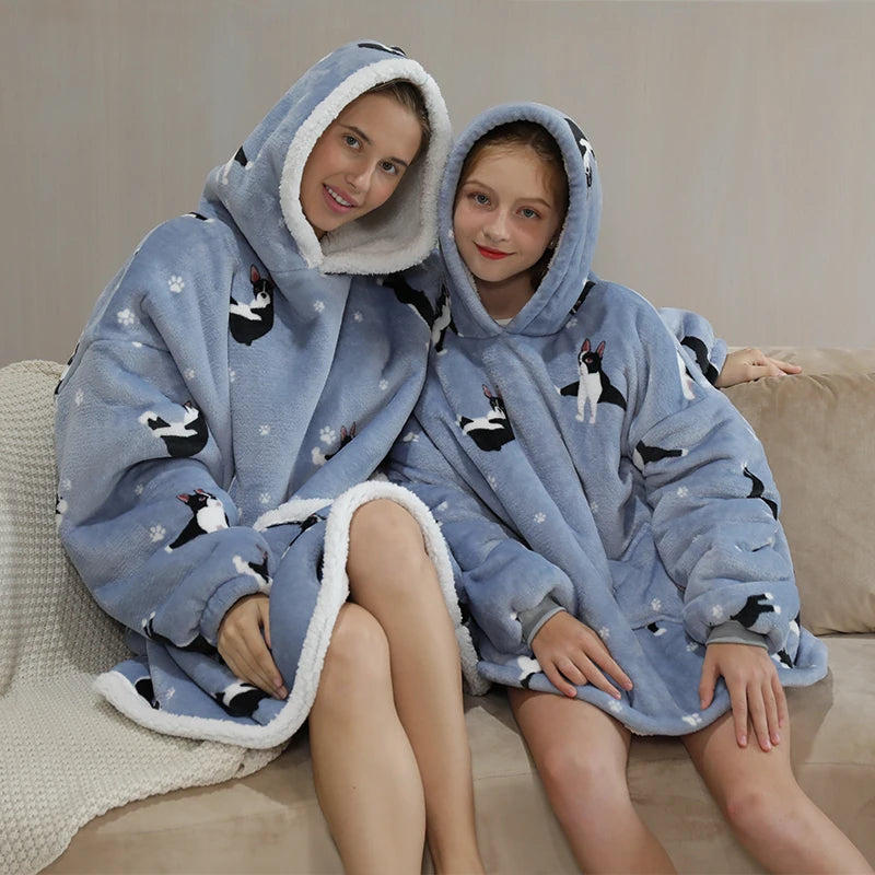 Oversized Hoodie Blanket for Adults and Children, Wearable TV Blankets, Warm Fleece Blanket, Hoody Blanket Koc Mantas Gown