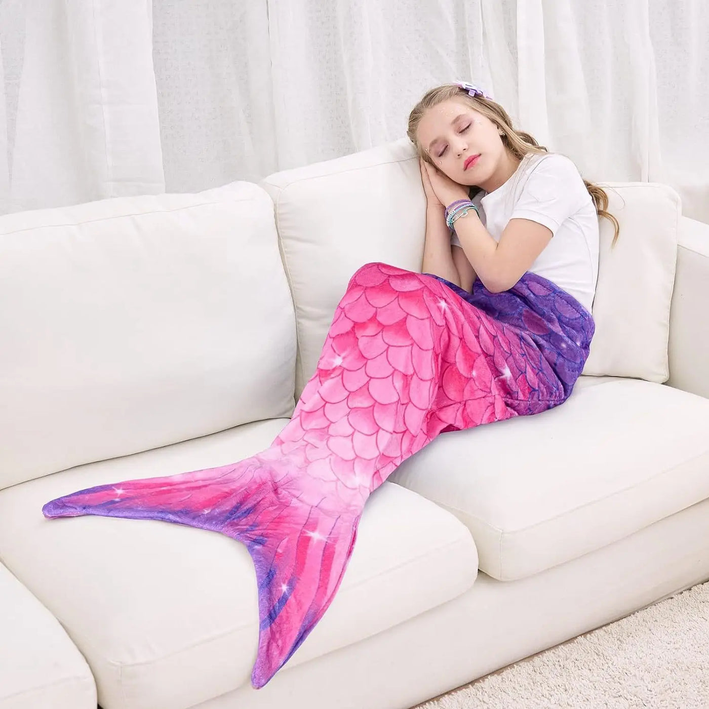 Shark Mermaid Tail Blanket for Children and Kids, Sleeping Sack, Sofa Bed Throw, Adult Bed Blanket
