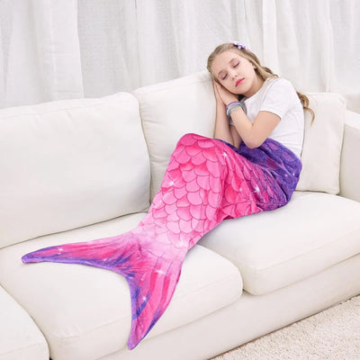 Shark Mermaid Tail Blanket for Children and Kids, Sleeping Sack, Sofa Bed Throw, Adult Bed Blanket
