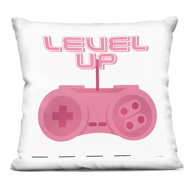 Girl Gamer Pink Level up Pink Abstract Polyester 18 In. X 18 In. Throw Pillow