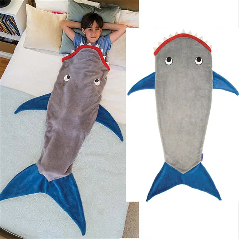 Shark Mermaid Tail Blanket for Children and Kids, Sleeping Sack, Sofa Bed Throw, Adult Bed Blanket