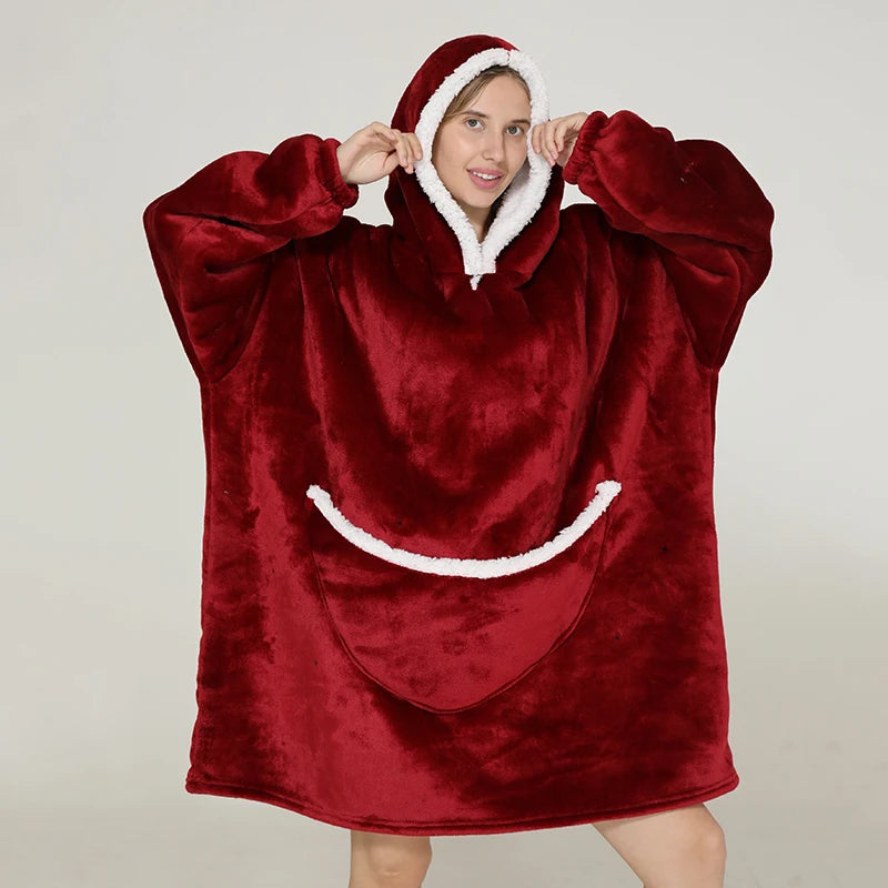 Oversized Hoodie Blanket for Adults and Children, Wearable TV Blankets, Warm Fleece Blanket, Hoody Blanket Koc Mantas Gown