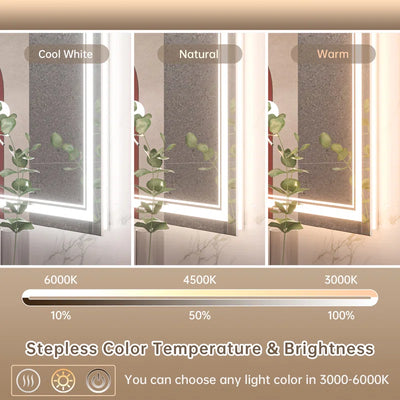 Chrisna LED Bathroom Mirror with Frontlit and Backlit, 3 Colours Temperature & Dimmable Light Anti-Fog Tempered Glass Bathroom Vanity Mirror
