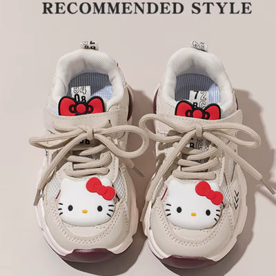 Hello Kitty Sport Shoes Kids Casual Sneakers Sanrio Anime Tennis Shoes Girls Basket Shoes Fashion Breathable Running Shoes