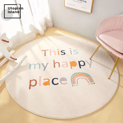 Rainbow round Carpet Modern Living Room Fluffy Rug Furry Mat for Children Baby Bedroom Carpet Home Carpets Room Kids Fur Rug Mat