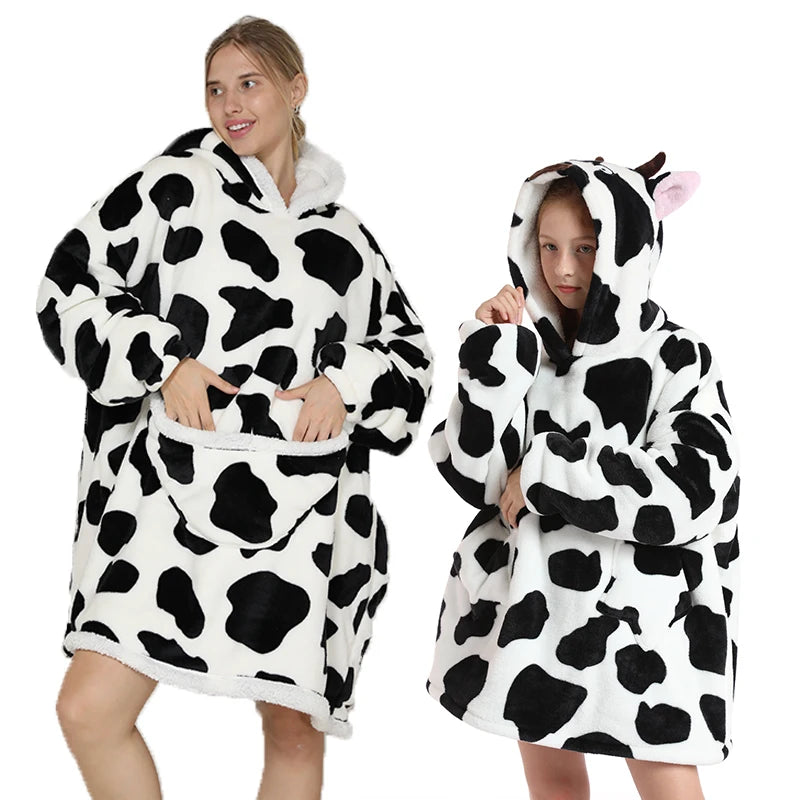 Oversized Hoodie Blanket for Adults and Children, Wearable TV Blankets, Warm Fleece Blanket, Hoody Blanket Koc Mantas Gown