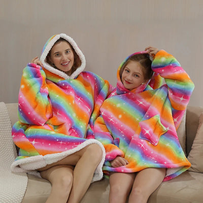 Oversized Hoodie Blanket for Adults and Children, Wearable TV Blankets, Warm Fleece Blanket, Hoody Blanket Koc Mantas Gown
