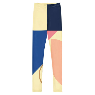 Colorful youth leggings with geometric pattern, soft and stretchy fabric, designed for comfort and durability