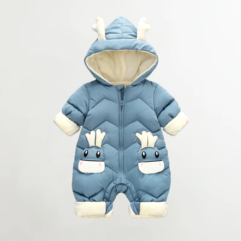 2025 Baby Winter Snowsuit plus Velvet Thick Baby Boys Jumpsuit 0-2 Years Newborn Romper Baby Girls Overalls Toddler Coat