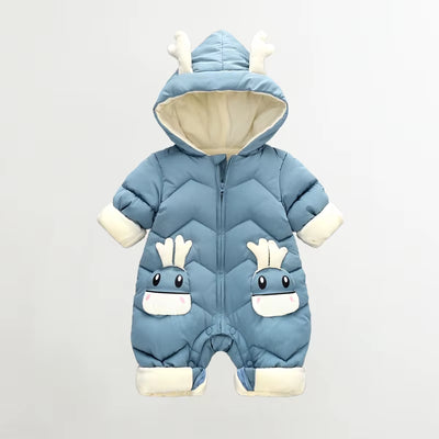2025 Baby Winter Snowsuit plus Velvet Thick Baby Boys Jumpsuit 0-2 Years Newborn Romper Baby Girls Overalls Toddler Coat