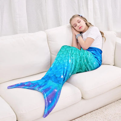 Shark Mermaid Tail Blanket for Children and Kids, Sleeping Sack, Sofa Bed Throw, Adult Bed Blanket