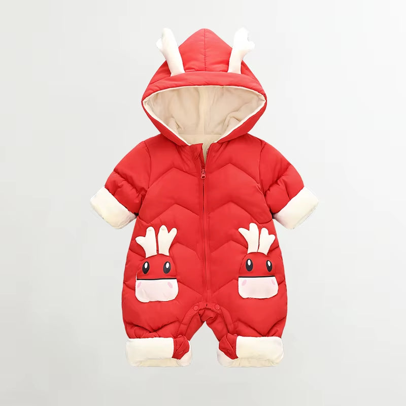 2025 Baby Winter Snowsuit plus Velvet Thick Baby Boys Jumpsuit 0-2 Years Newborn Romper Baby Girls Overalls Toddler Coat