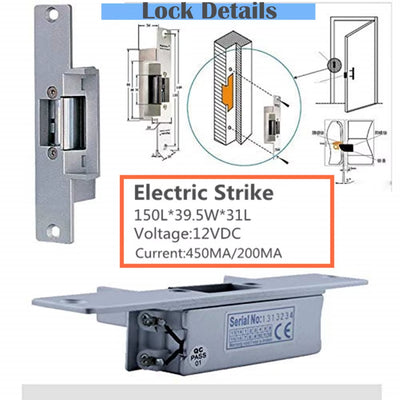 Video Intercom Access Control System Door Camera Waterproof 1000TVL RFID Electric Door Lock 7" Video Door Phone Entry System