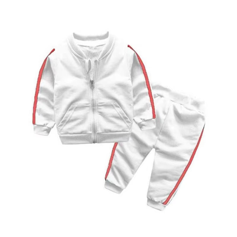 2018 Autumn Fashion Baby Girl Clothes Cotton Long Sleeve Solid Zipper Jacket+Pants 2Pcs Bebes Tracksuit Baby Boy Clothing Set