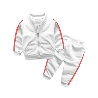2018 Autumn Fashion Baby Girl Clothes Cotton Long Sleeve Solid Zipper Jacket+Pants 2Pcs Bebes Tracksuit Baby Boy Clothing Set
