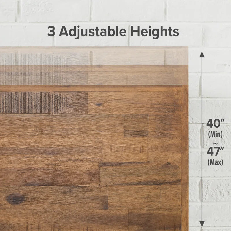 Lirim Rustic Solid Wood Platform Bed with Adjustable Headboard