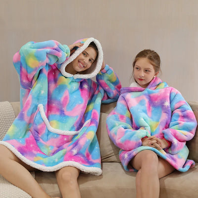 Oversized Hoodie Blanket for Adults and Children, Wearable TV Blankets, Warm Fleece Blanket, Hoody Blanket Koc Mantas Gown