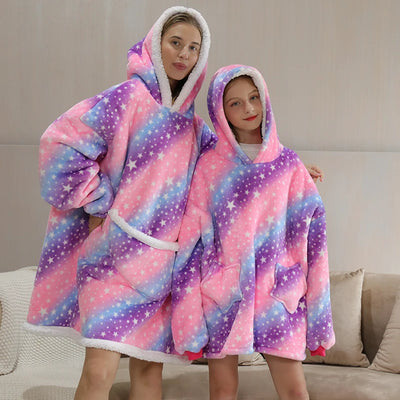 Oversized Hoodie Blanket for Adults and Children, Wearable TV Blankets, Warm Fleece Blanket, Hoody Blanket Koc Mantas Gown