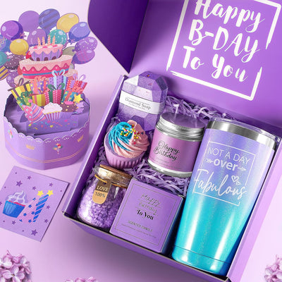 Birthday Gifts for Women, Happy Birthday Bath Set Gift Basket, Unique Spa Gift Idea for Mom, Sister, Bestie, Her, Wife, Female Friends, 30Th, 50Th, 60Th, Gifts for Women Who Have Everything