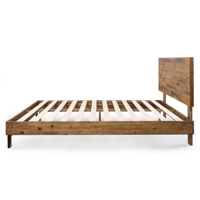 Lirim Rustic Solid Wood Platform Bed with Adjustable Headboard
