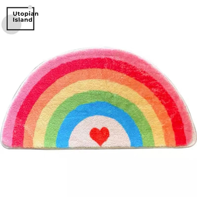 Kids Carpet for Living Room Modern Rainbow Fluffy Baby Carpet Semicircle Plush Rugs Entrance Door Furry Mat Bath Mat Children