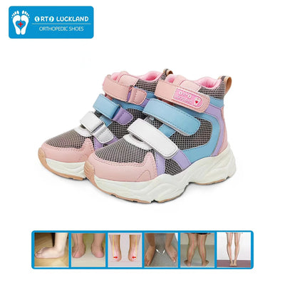 Girl Children Sneakers Orthopedic Shoes for Kid Leather Toddlers Ankle Support Flatfeet Orthotics Footwear 2-7 Year