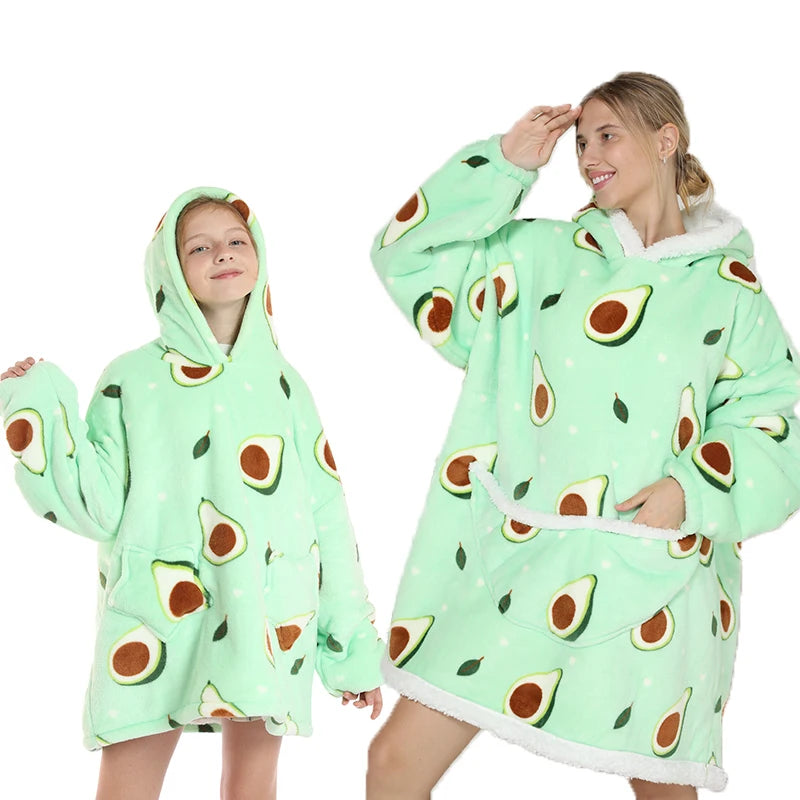 Oversized Hoodie Blanket for Adults and Children, Wearable TV Blankets, Warm Fleece Blanket, Hoody Blanket Koc Mantas Gown
